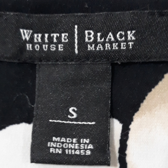 White House Black Market Dress Black and White Floral 3/4 Sleeves Size Small - Picture 6 of 10